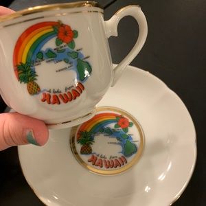 Hawaii teacup and saucer set - handpainted